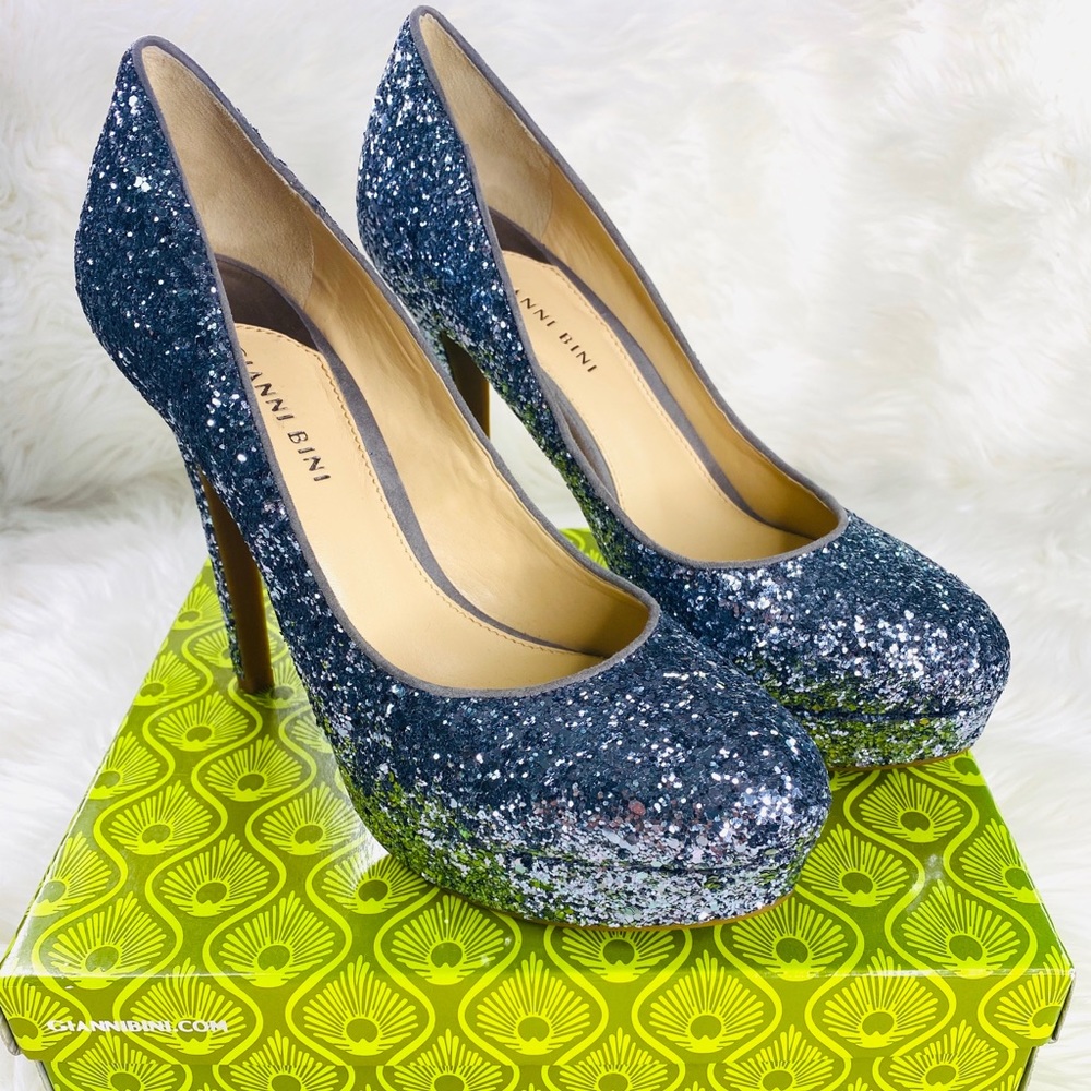Gianni Bini Jeanna Platform Pumps - Silver Sparkle